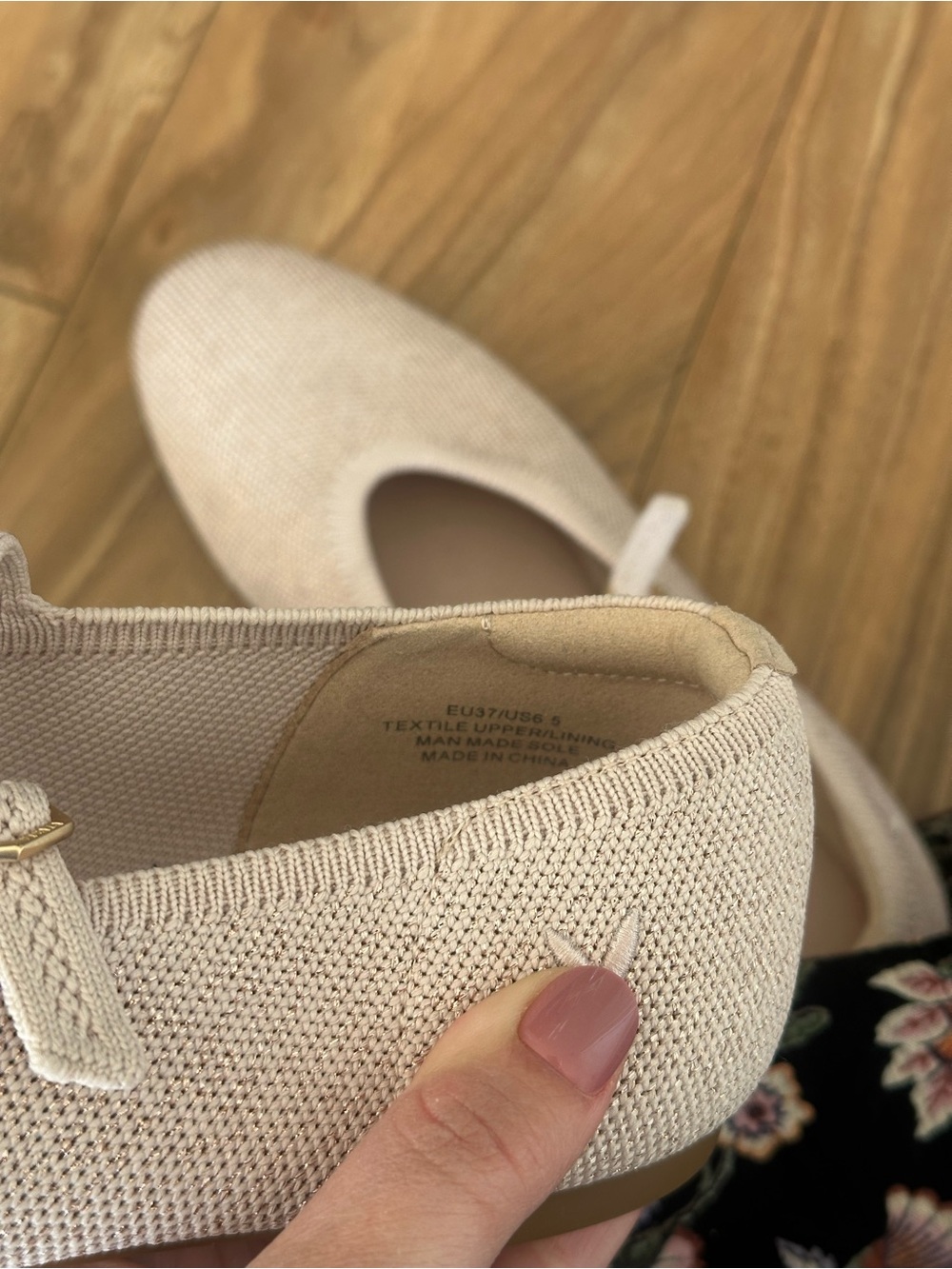 VIVAIA Beige Pink Knit Mary Jane Ballet Flats Women's Size 37 EU 6.5 US - Picture 13 of 13